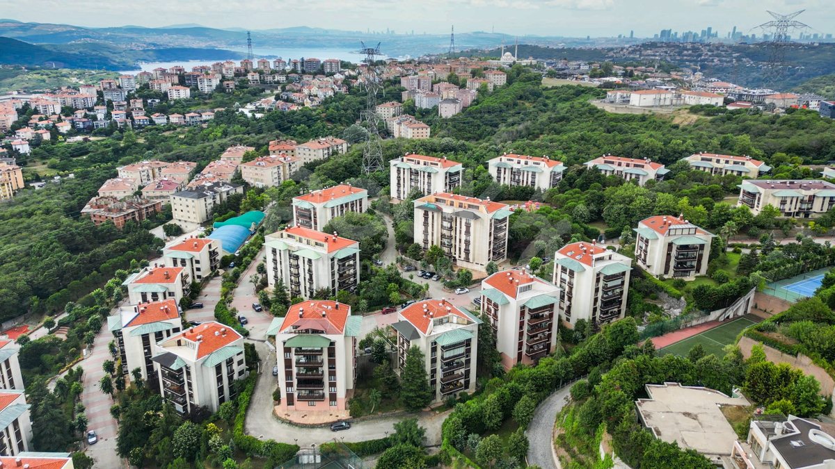 Aerial view of villas in a gated complex in Zekeriyaköy